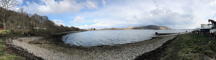 Panorama of Loch Nell Boat Storage